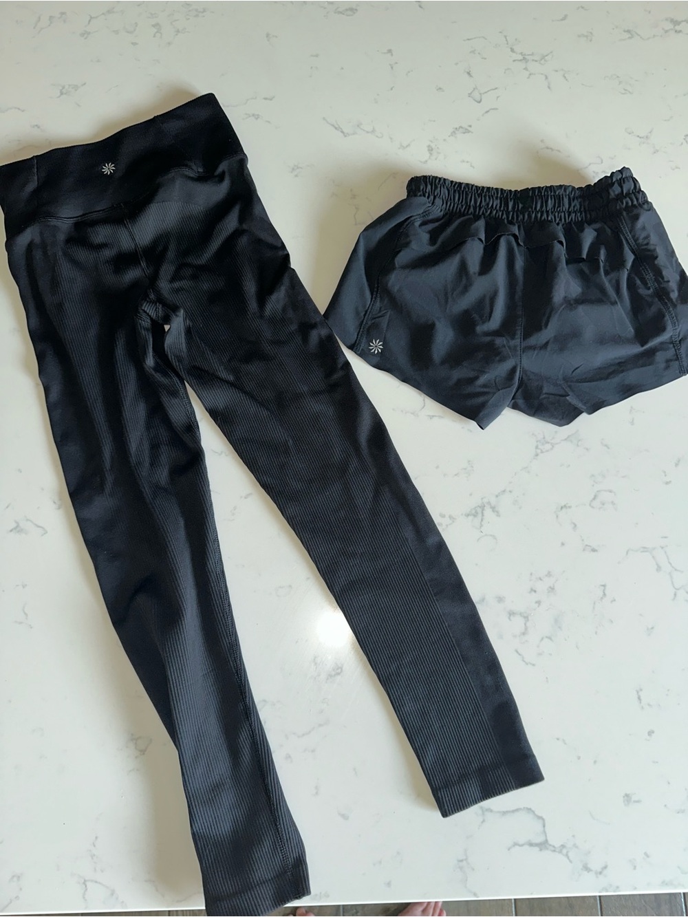 Athleta Girl Black Active Leggings and Shorts Heart the Hustle 2.5  short
